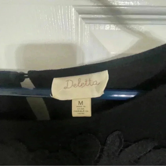 Anthropologie Deletta Long Sleeve Black Lace Desi Top Medium Beautiful - Picture 4 of 11